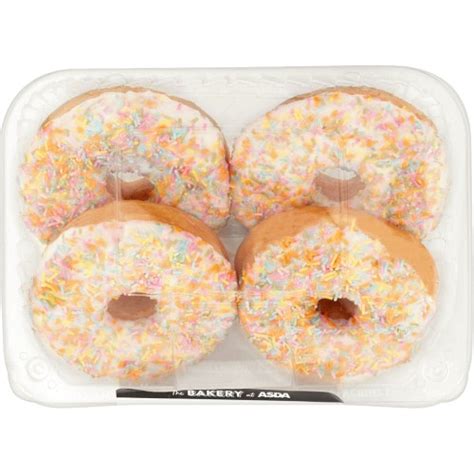 The Bakery At Asda 4 White Iced Ring Donuts 4 Compare Prices