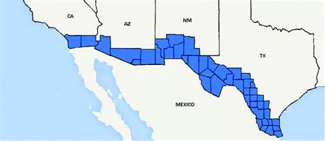 Us Mexico Border Region Highlighting The 44 Us Border Counties In