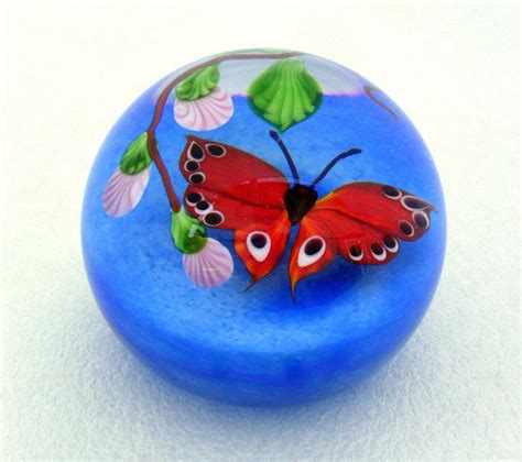 Orange Butterfly Paperweight By Mayauel Ward Art Glass Paperweight