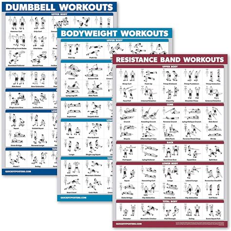 Bodyweight Exercise Poster Set Laminated Chart Set Men And Women Body