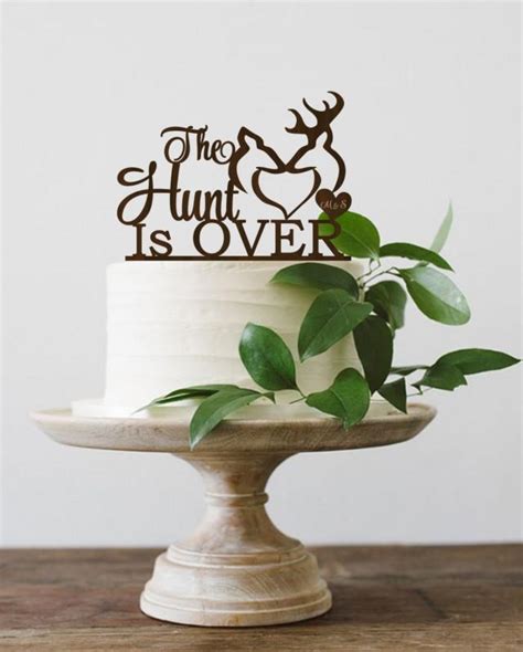 Wedding Cake Topper The Hunt Is Over Deer Cake Topper Personalized