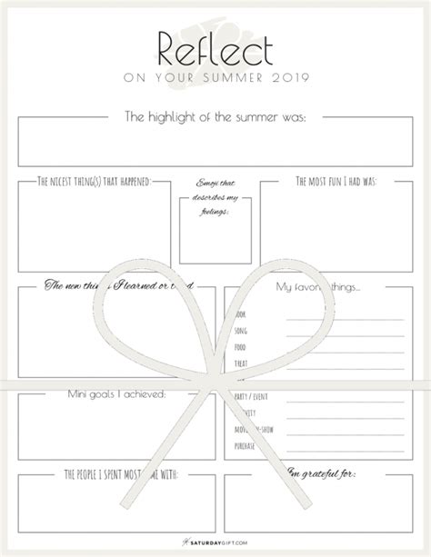 Review Your Life With The Summer Reflection Worksheet Goals Worksheet