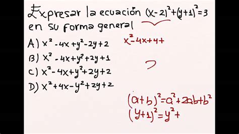 Ecuación De La Circunferencia Forma General Y Forma Canónica Youtube