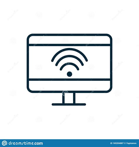 Computer Monitor Wifi Internet Of Things Line Icon Stock Vector