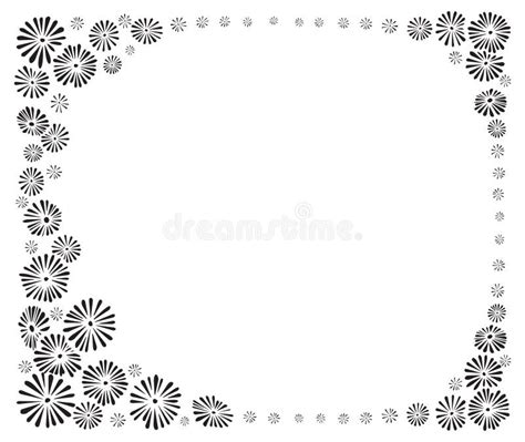 Black Abstract Flower Silhouettes Petals Leaves And Vignettes Stock