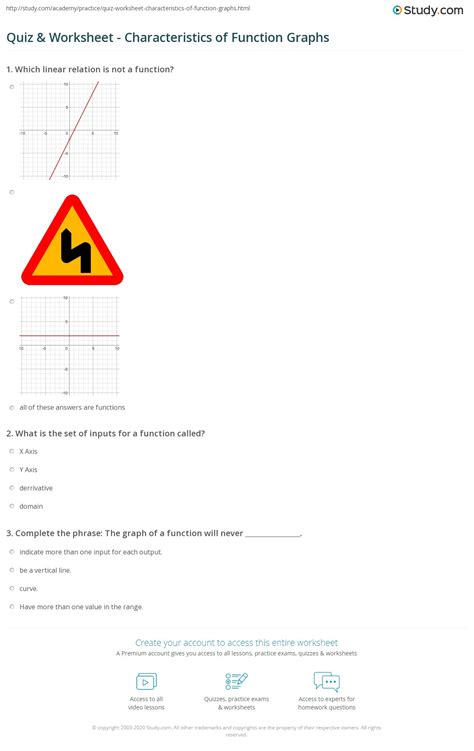 * a function/not a function worksheet with 14 questions is also provid. Quiz & Worksheet - Characteristics of Function Graphs ...