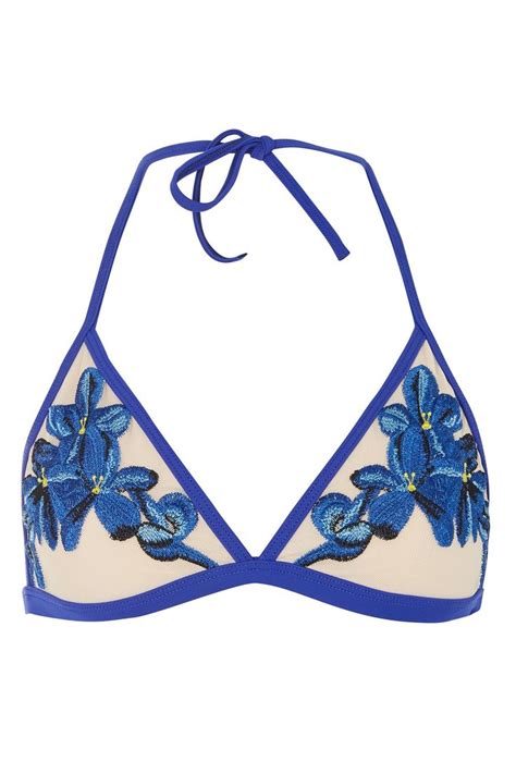 Carousel Image 0 Triangle Bikini Bikinis Blue Floral Bikini