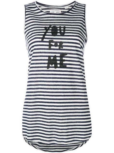 Chinti Parker Striped Slogan Tank Top Modesens Chinti And Parker