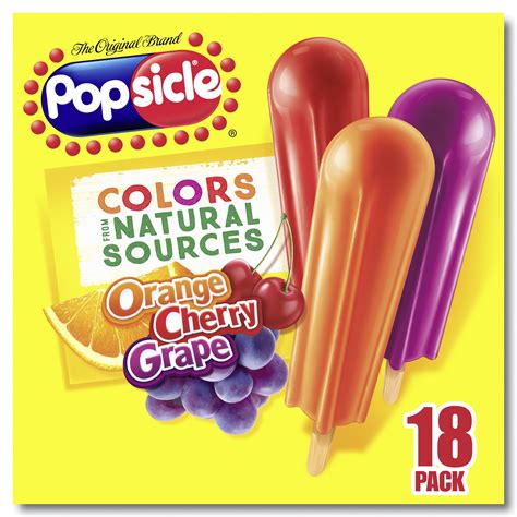 Popsicle Ice Pops Orange Cherry Grape 297 Fl Oz 18 Pack