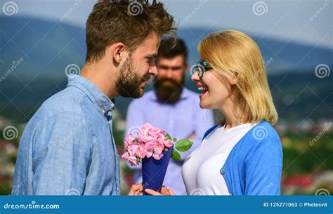Lovers Meeting Outdoor Flirt Romance Relations Unrequited Love Concept
