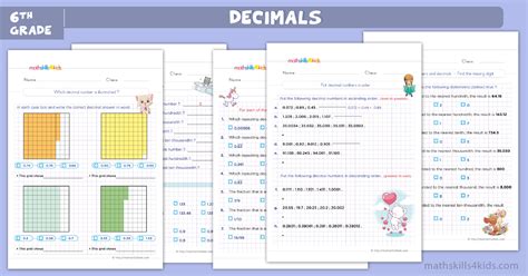 Decimal Practice Worksheets For 6th Grade Math Skills For Kids
