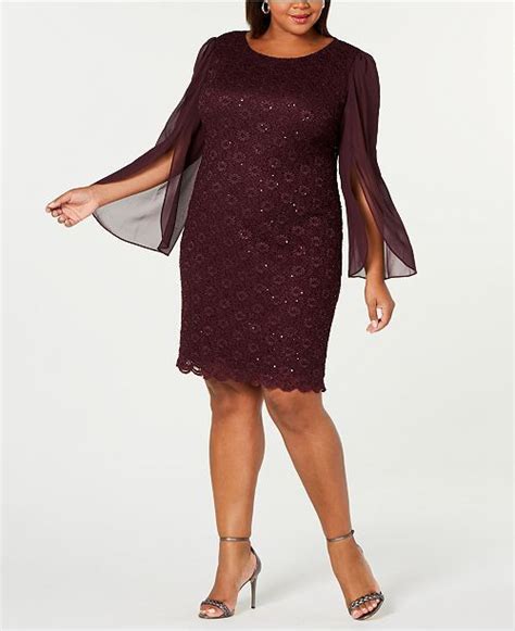 Connected Plus Size Angel Sleeve Sequined Dress And Reviews Dresses