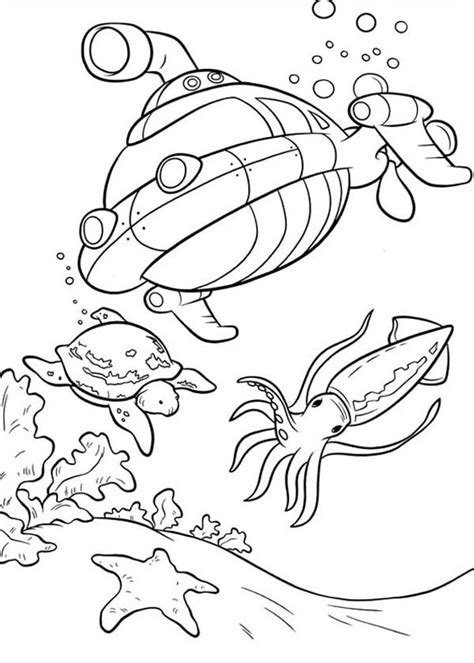 Print this color page back to the color pages more free printable cartoon character coloring pages and sheets can be found in the cartoon character color page gallery. Rocket Dive Into The Sea Floor In Little Einstein Coloring Page : Coloring Sky
