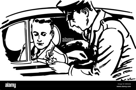 Cop Writing Ticket Retro Clipart Illustration Stock Vector Image