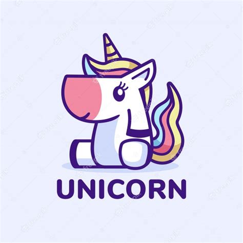 Premium Vector Cute Unicorn Sitting Cartoon Logo Design