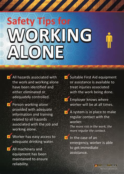 Working Alone Workplace Safety Poster Workplace Safety Tips
