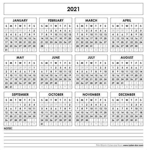 Simple to use 2021 calendar displaying months and dates in the year. 2021 Printable Calendar in 2020 | Printable yearly ...