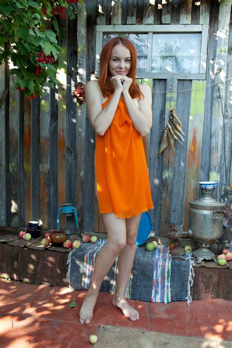 Wallpaper Women Outdoors Redhead Model Metart Magazine Portrait Display Orange Dress