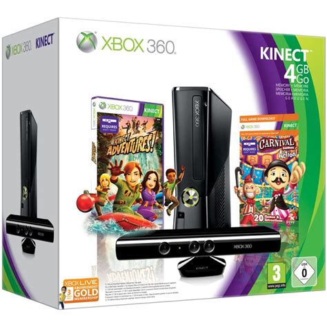 Microsoft Xbox360 Slim Konsole 4gb Kinect Carnival 3 Monate Live