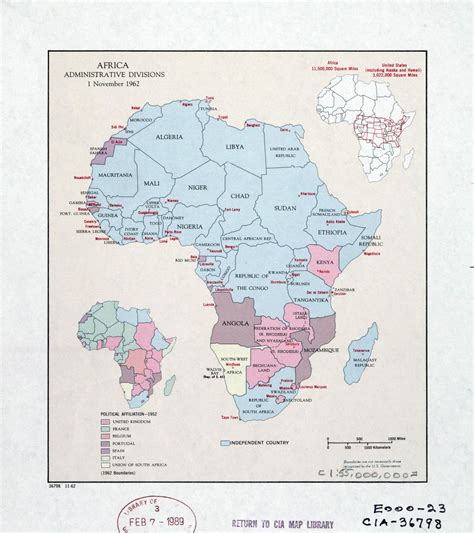 Large Detail Africa Administrative Divisions Map November 1962