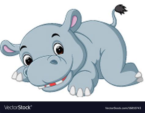 Cute Hippo Cartoon Royalty Free Vector Image Vectorstock