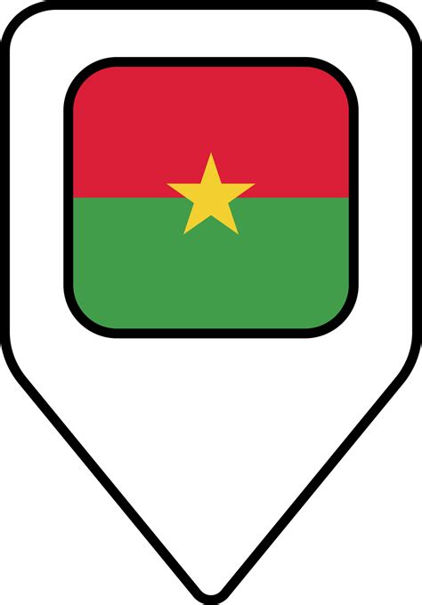 Burkina Faso Flag Map Pin Navigation Icon Square Design 24076539 Png