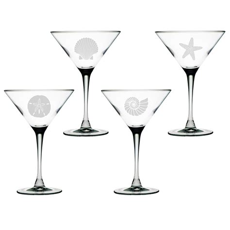 Assorted Seashore Martini Glass Set Of Four