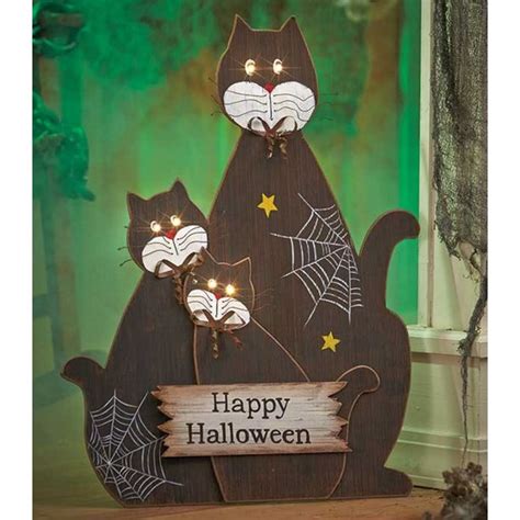 Lakeside Collection 892777012 Lighted Black Cats Halloween Yard Art