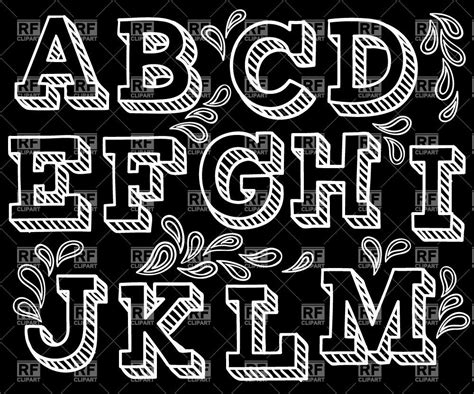Font Shaded Letters With Decorative Leaves Chalkboard Lettering