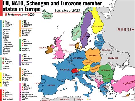 Eu Nato Schengen And Eurozone Member States In Europe Beginning Of