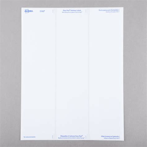 Free avery label template 5160 date added: Avery 5160 1" x 2 5/8" White Easy Peel Mailing Address Labels - 3000/Box | Avery AVE5160