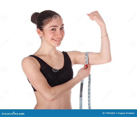 Fitness Woman Measuring Her Arm Stock Images Image