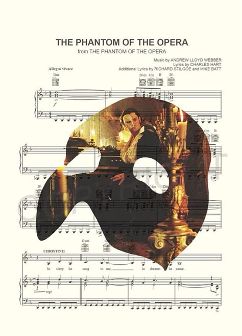 Phantom Of The Opera Halloween Sheet Music Art Print Etsy Israel Phantom Of The Opera