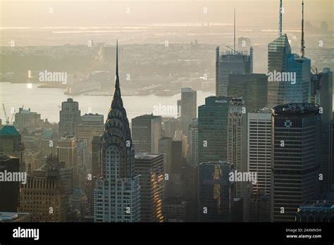 Midtown Manhattan And The Chrysler Building At Sunset In New York City