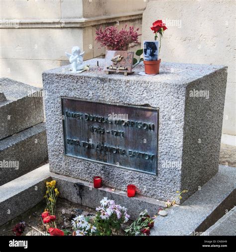 The Headstone Of The Grave Of Jim Morrison Of The Doors In Père