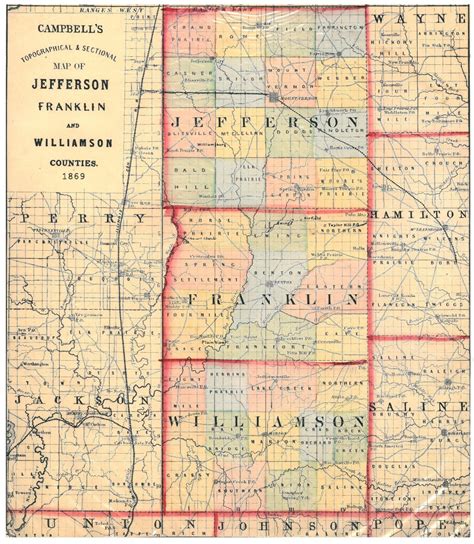 1869 Williamson Franklin And Jefferson County Map Williamson County Illinois Historical Society