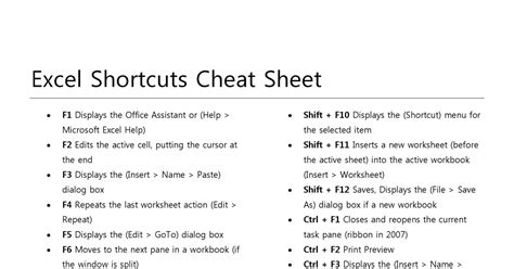 Excel Cheat Sheetpdf Docdroid