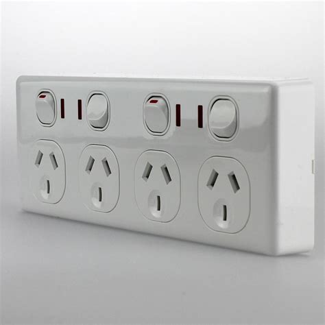 Multiple outlet in serie wiring diagram : Double Pole 4 Gang Quad GPO with Neon Indicators Outlet 4 ...