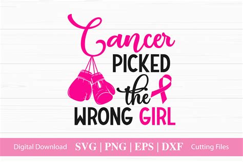 cancer picked the wrong girl graphic by craftartsvg · creative fabrica