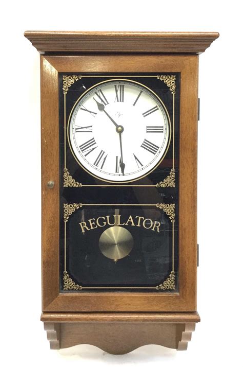 Lot Vintage Elgin Regulator Pendulum Wall Clock