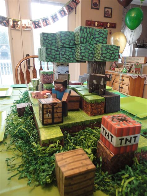 Minecraft Centerpiece For My Sons Birthday Party Minecraft Party