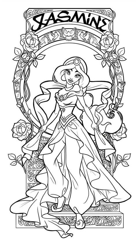 Princess coloring pages are one common type of coloring book that the young girls love to have. Jasmine - Art Nouveau - Lineart by Paola-Tosca | Disney ...