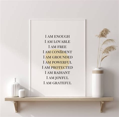 Positive Affirmation Printable Wall Art Printable Quotes Etsy