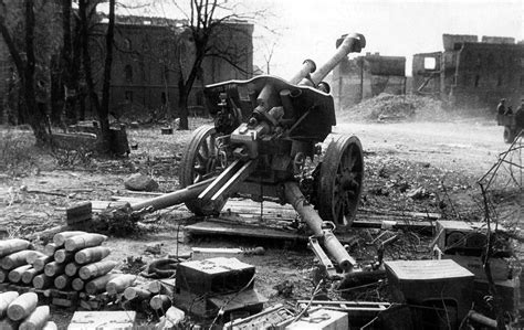 Abandoned German 105 Mm Howitzer Fh1840 Königsberg 1945 Note The
