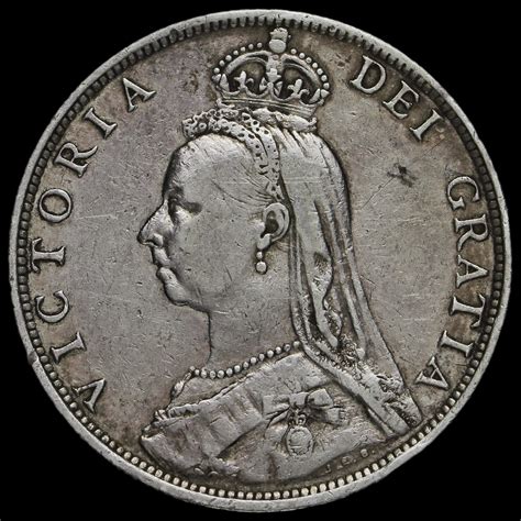 1890 Queen Victoria Jubilee Head Silver Florin Rare Vf 2