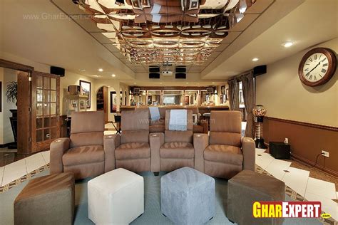 Home Theater And Bar Room With Large Space Gharexpert