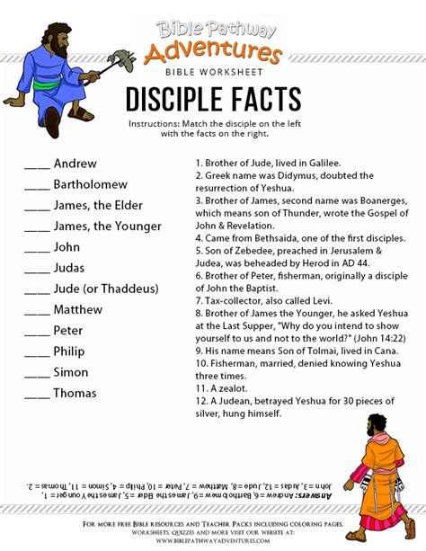 Disciple Facts Printable Bible Worksheet Free Download