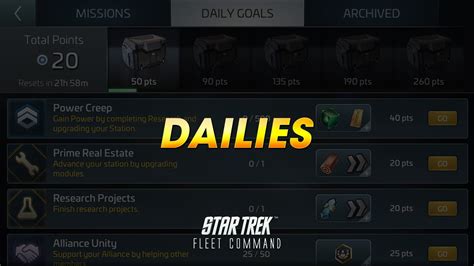 Dailies Daily Goals In Star Trek Fleet Command YouTube