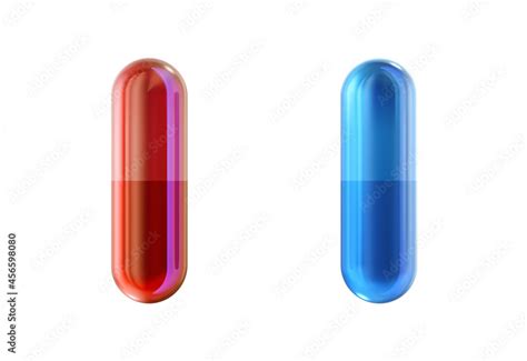 Two Medical Pills From The Matrix Red And Blue Drug Gel Capsules