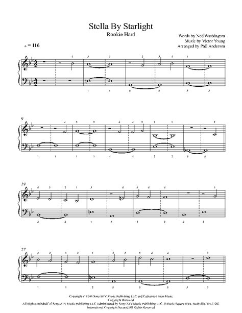 Stella By Starlight By Victor Young Sheet Music And Lesson Rookie Level
